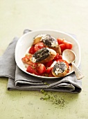 Tomato salad with goat's cheese and poppyseed croutons