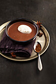 Hot chocolate with spices and cream