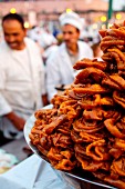 Selling Chabakia pastries on the Jemaa el-Fna square