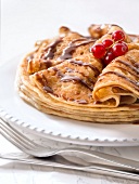 Pancakes with melted chocolate