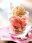 Strawberry,crumbled speculos ginger biscuits and ice cream