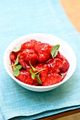 Pan-fried raspberries with basil