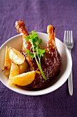 Duck's legs with orange and pan-fried turnips