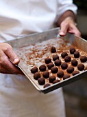 Ganach balls before coating with cocoa