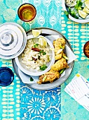Curried chicken with lime and flavored rice