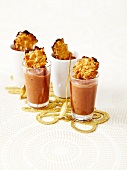 Chocolate mousse with almond tuiles