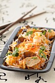 Asian-style vermicelli,chicken,shrimp and black mushroom salad
