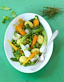 Mixed cooked spring vegetables