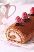Chocolate-raspberry log cake