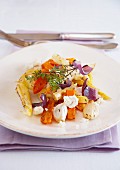 Pan-fried autumn vegetables with feta