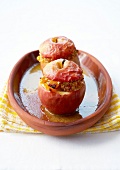 Baked apples stuffed with dried apricots,bulghour and honey