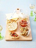 Bruschetta trio :mushroom,diced tomato and goat's cheese with oil and pepper