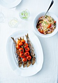 Grilled sardines with cherry tomatoes and tabbouleh