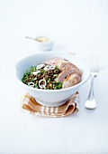 Lentil salad with herbs and sausage from Toulouse