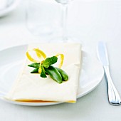 Pea,mint and lemon zest table decoration
