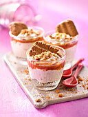 Petits-suisses mousse With caramelized walnuts and speculos ginger biscuits