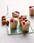 Lychee-raspberry frozen yoghurt