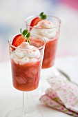 Stewed rhubarb with whipped cream
