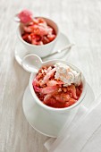 Crispy stewed rhubarb with whipped cream