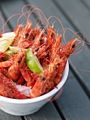Fresh shrimps with lime