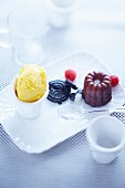 Gourmand coffee with Cannelés,passionfruit sorbet and candies