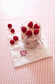 Almond milk and raspberry rice pudding