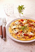 Tomato,pepper,goat's cheese and verbana omelette