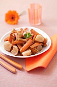 Roasted carrots and turnips with cinnamon