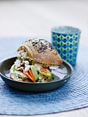 Mackerel and thinly sliced vegetable granary bread sandwich
