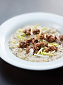 Risotto with ground beef and leeks