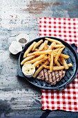 French fries and rump steak