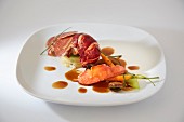 Lobster tail with vegetables