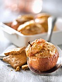 Baked apples with rich tea biscuit cream center