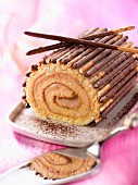 Salted-butter toffee and Mikado log cake