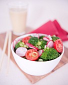 Broccoli,sliced radish and tomato diet salad