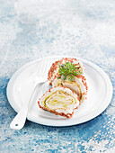 Chicken breast roll with zucchini and sesame seeds