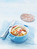 Mini scallop casserole with cured ham