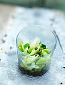 Lentil,leek and pea salad