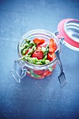 Green asparagus salad with strawberries