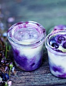 Almond cream and blueberry dessert