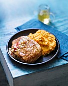 Medaillon of veal with vintage rum and mashed sweet potatoes