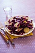 Red cabbage,herring and potato salad