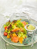 Smoked salmon, orange and avocado salad with aïoli sauce