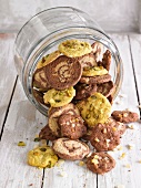 Chocolate biscuits with candied lemon and pistachio cookies