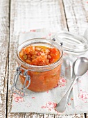 Jar of homemade tomato sauce