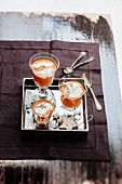 Saffron-flavored shellfish bisque cappuccino