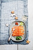 Raw Scottish salmon with seasonings