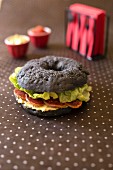 Curry paste and chorizo all black bagel