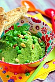 Minty pea and pine nut spread