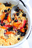 Autumn fruit and blackberry crumble